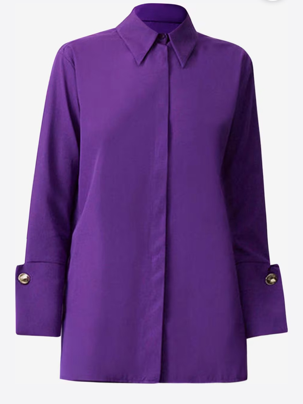 Touche Prive Women's Purple Button-Cuff Shirt Blouse
